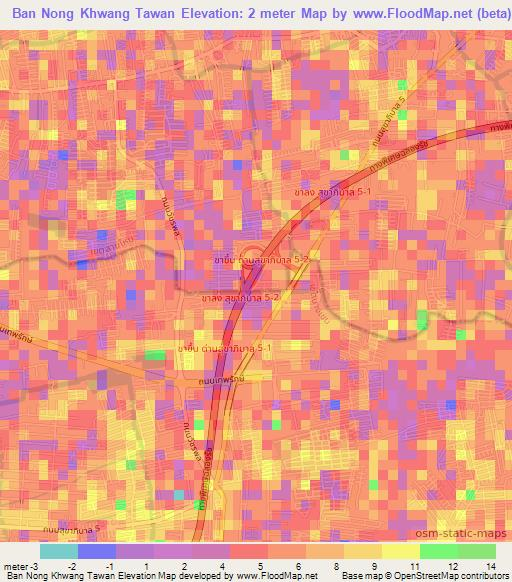 Ban Nong Khwang Tawan,Thailand Elevation Map