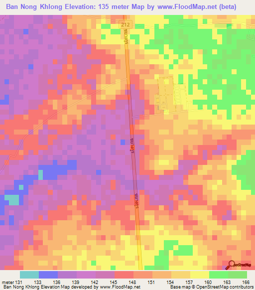 Ban Nong Khlong,Thailand Elevation Map