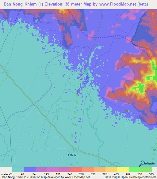Ban Nong Khiam (1),Thailand Elevation Map