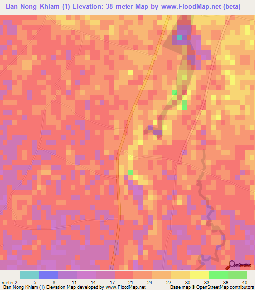 Ban Nong Khiam (1),Thailand Elevation Map