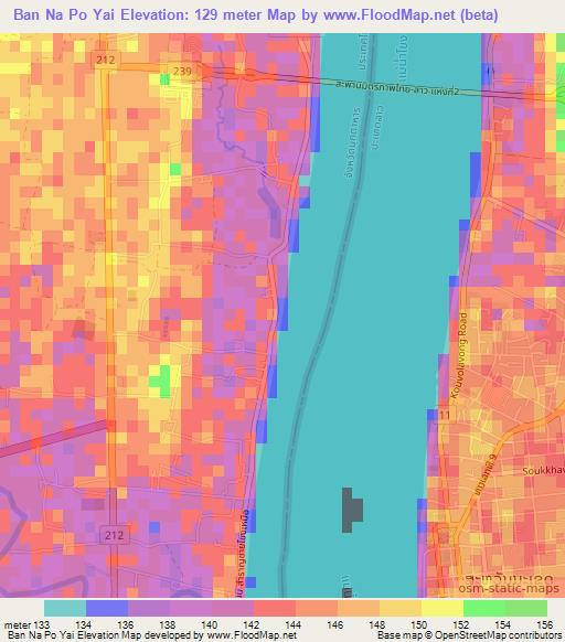 Ban Na Po Yai,Thailand Elevation Map