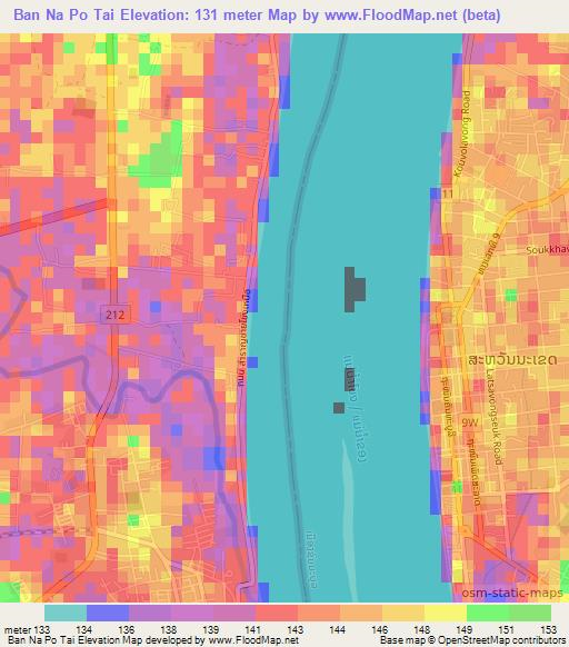 Ban Na Po Tai,Thailand Elevation Map