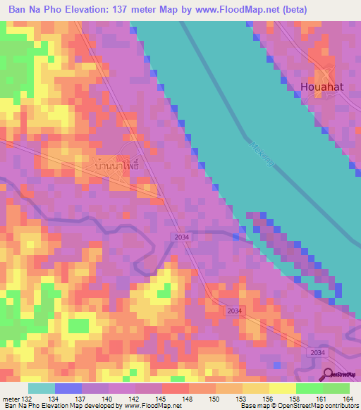 Ban Na Pho,Thailand Elevation Map