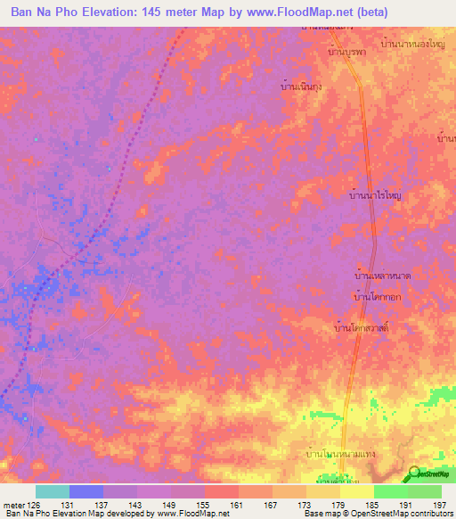 Ban Na Pho,Thailand Elevation Map