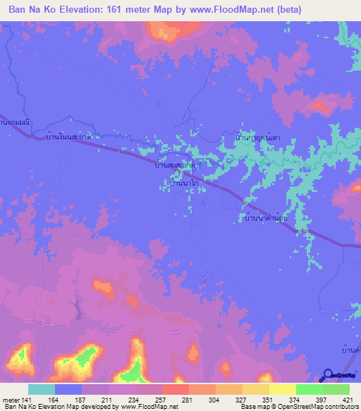 Ban Na Ko,Thailand Elevation Map