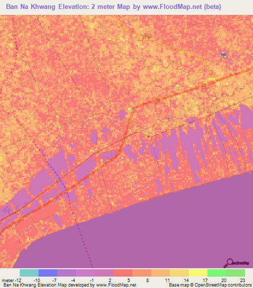 Ban Na Khwang,Thailand Elevation Map
