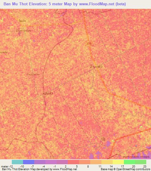 Ban Mu Thot,Thailand Elevation Map