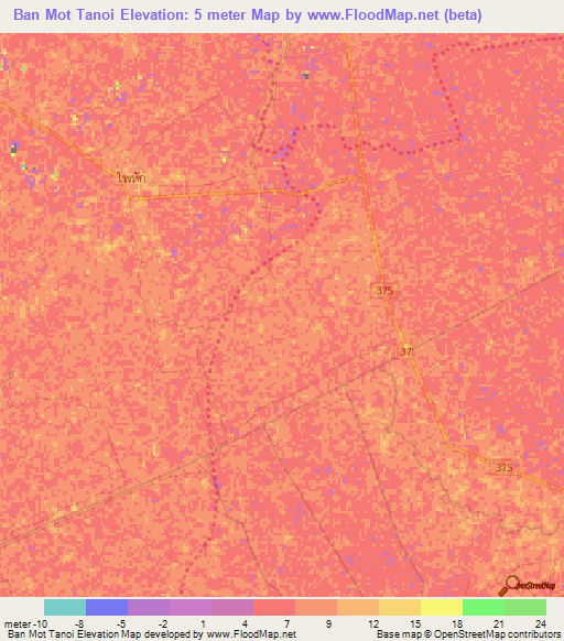 Ban Mot Tanoi,Thailand Elevation Map