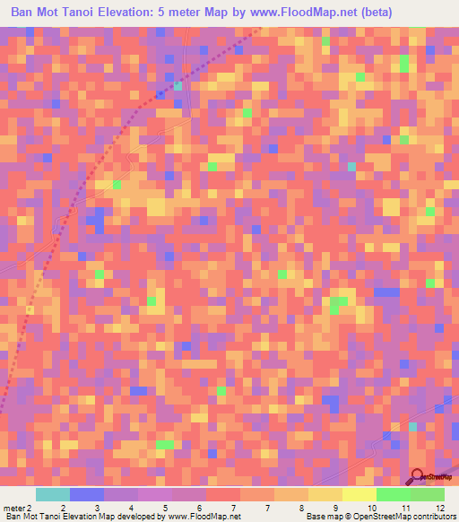 Ban Mot Tanoi,Thailand Elevation Map