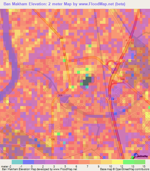 Ban Makham,Thailand Elevation Map