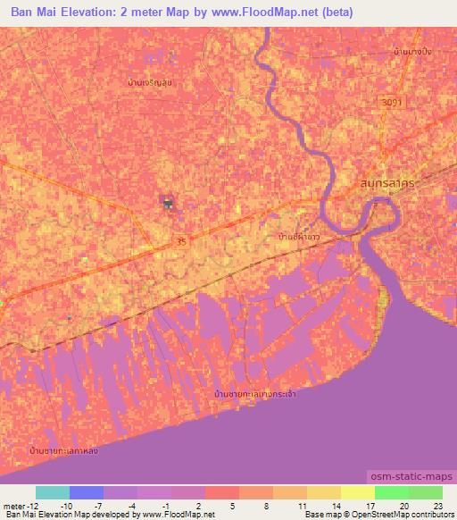 Ban Mai,Thailand Elevation Map