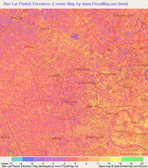 Ban Lat Pladuk,Thailand Elevation Map