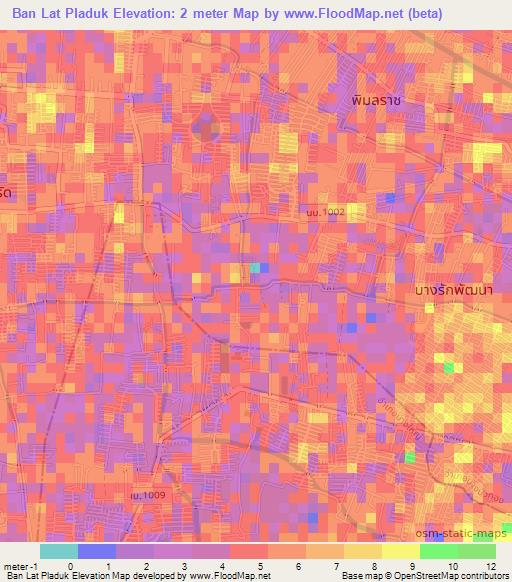 Ban Lat Pladuk,Thailand Elevation Map