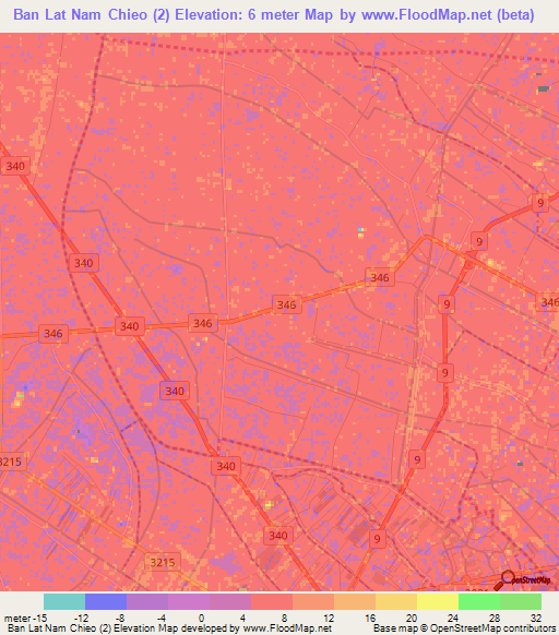 Ban Lat Nam Chieo (2),Thailand Elevation Map