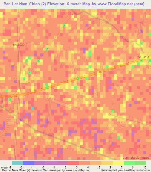 Ban Lat Nam Chieo (2),Thailand Elevation Map