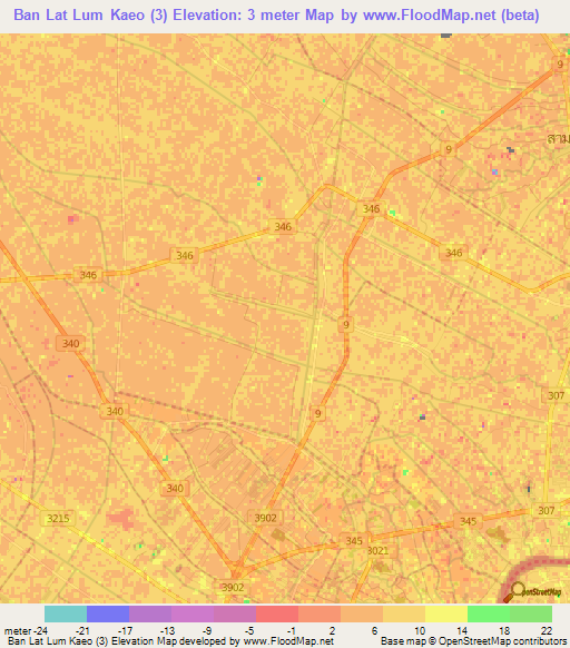 Ban Lat Lum Kaeo (3),Thailand Elevation Map