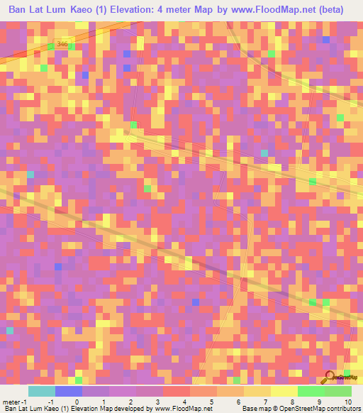 Ban Lat Lum Kaeo (1),Thailand Elevation Map