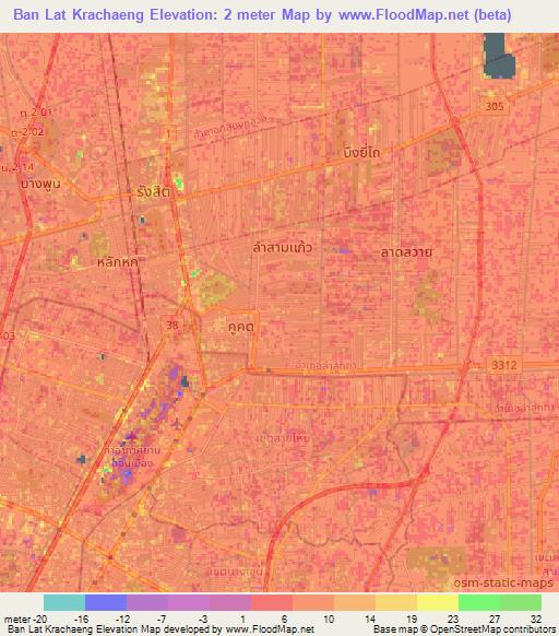 Ban Lat Krachaeng,Thailand Elevation Map