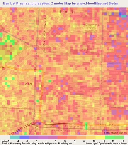 Ban Lat Krachaeng,Thailand Elevation Map