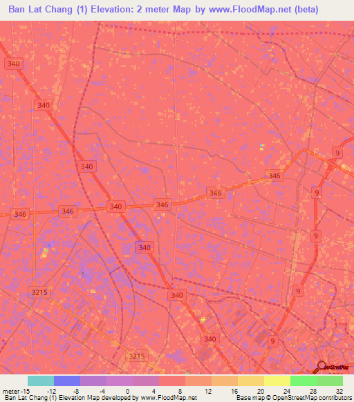 Ban Lat Chang (1),Thailand Elevation Map