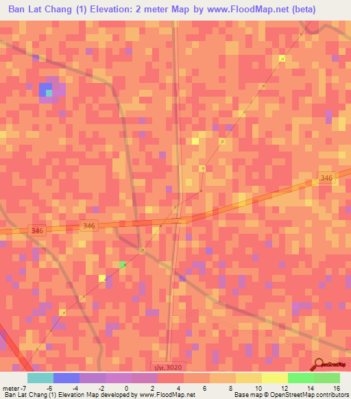 Ban Lat Chang (1),Thailand Elevation Map
