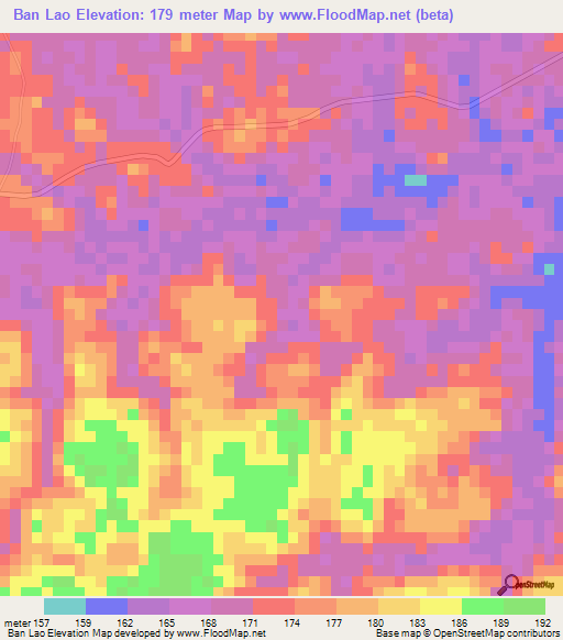 Ban Lao,Thailand Elevation Map