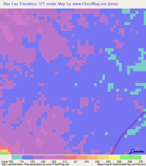 Ban Lao,Thailand Elevation Map
