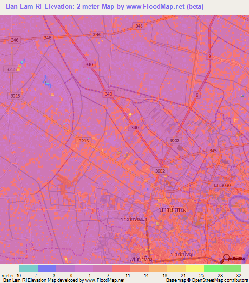 Ban Lam Ri,Thailand Elevation Map