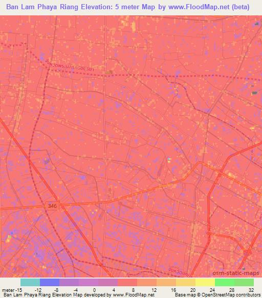 Ban Lam Phaya Riang,Thailand Elevation Map