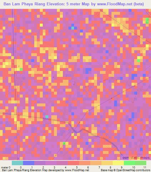 Ban Lam Phaya Riang,Thailand Elevation Map