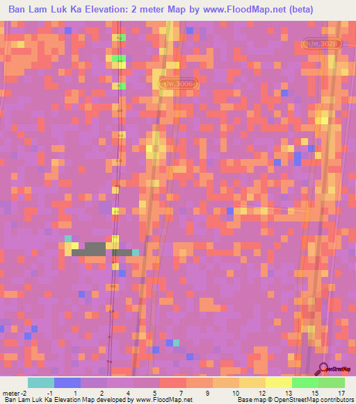 Ban Lam Luk Ka,Thailand Elevation Map