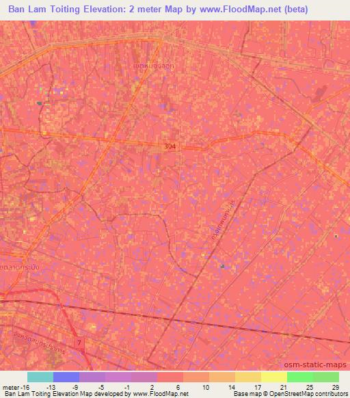 Ban Lam Toiting,Thailand Elevation Map