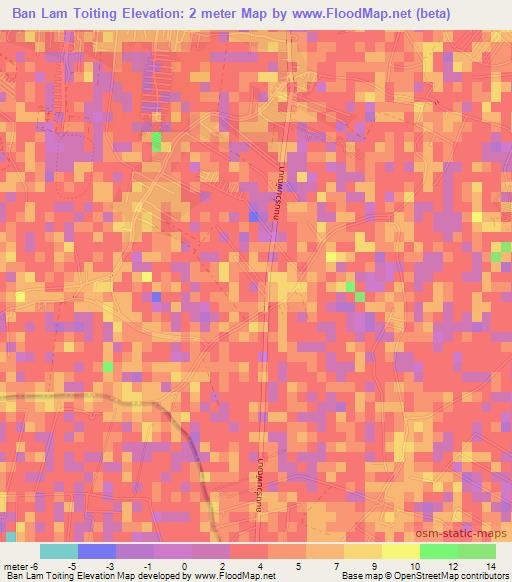 Ban Lam Toiting,Thailand Elevation Map