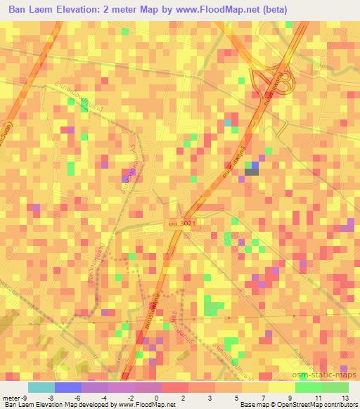 Ban Laem,Thailand Elevation Map