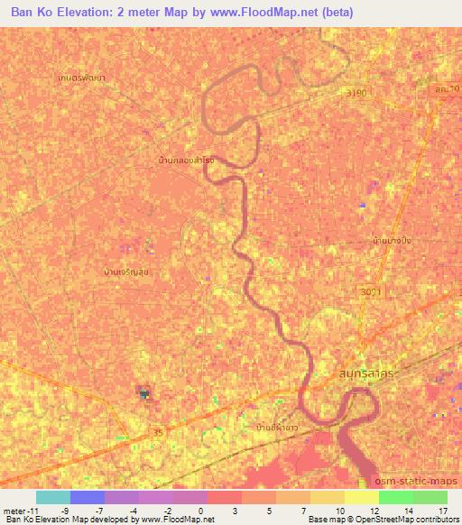 Ban Ko,Thailand Elevation Map