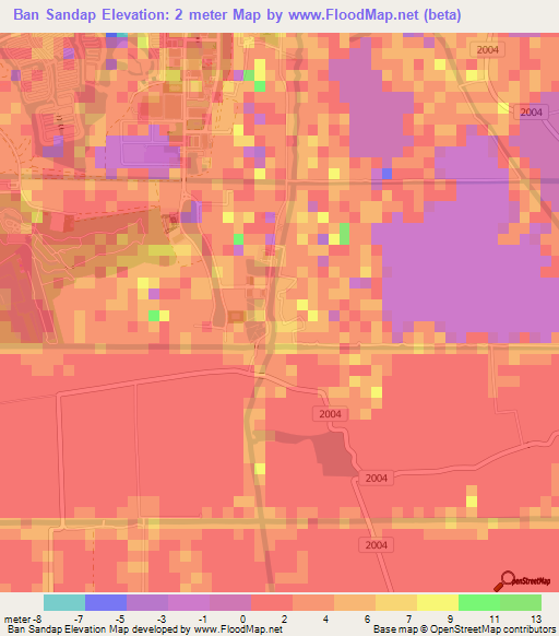 Ban Sandap,Thailand Elevation Map