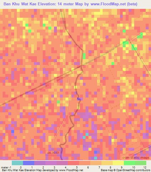 Ban Khu Wat Kae,Thailand Elevation Map