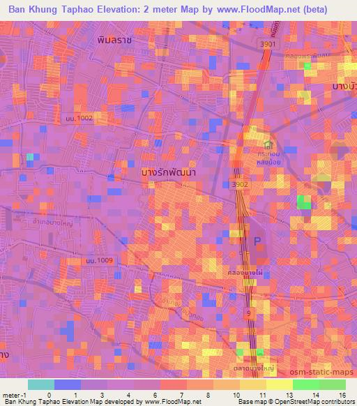 Ban Khung Taphao,Thailand Elevation Map
