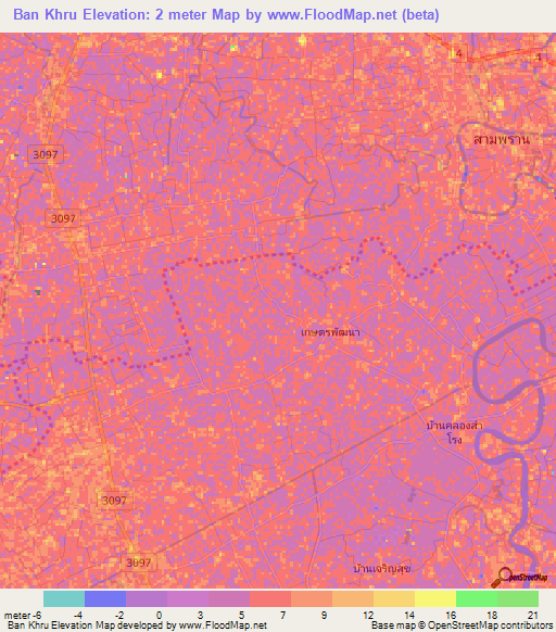 Ban Khru,Thailand Elevation Map