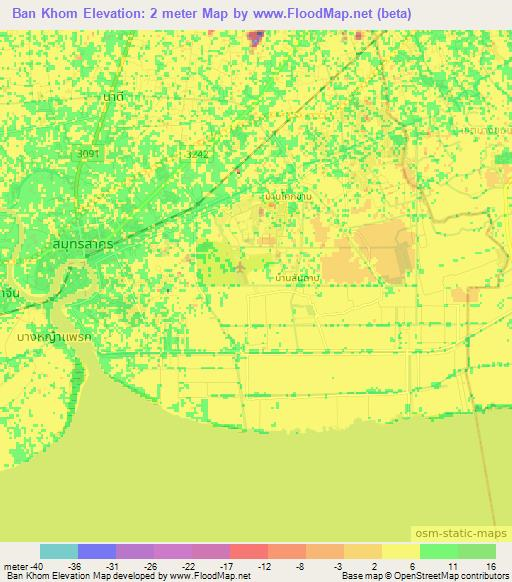 Ban Khom,Thailand Elevation Map