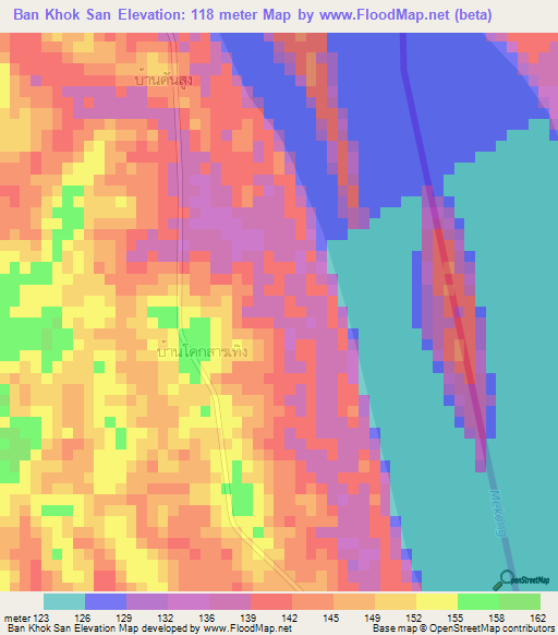 Ban Khok San,Thailand Elevation Map