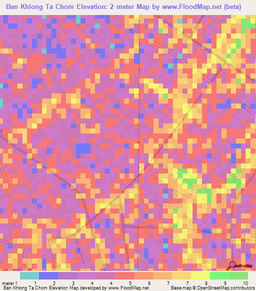 Ban Khlong Ta Chom,Thailand Elevation Map