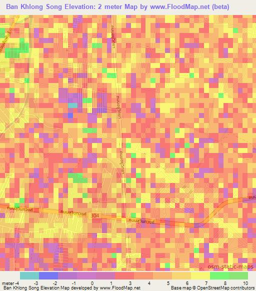 Ban Khlong Song,Thailand Elevation Map