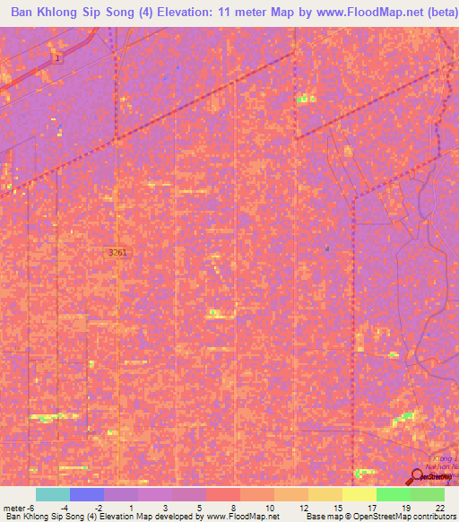 Ban Khlong Sip Song (4),Thailand Elevation Map