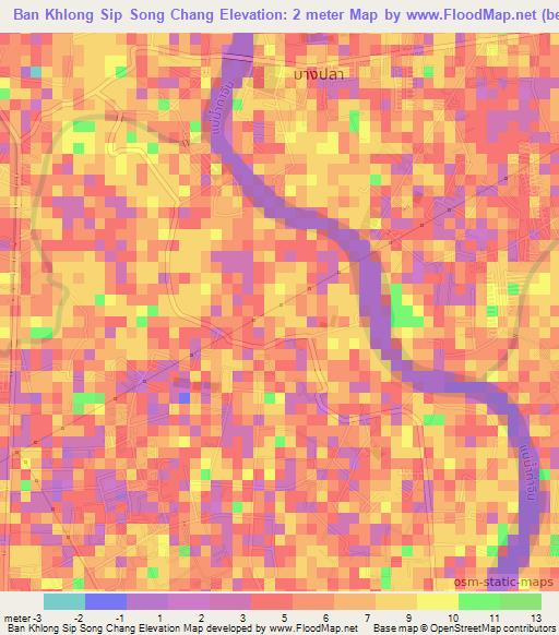 Ban Khlong Sip Song Chang,Thailand Elevation Map