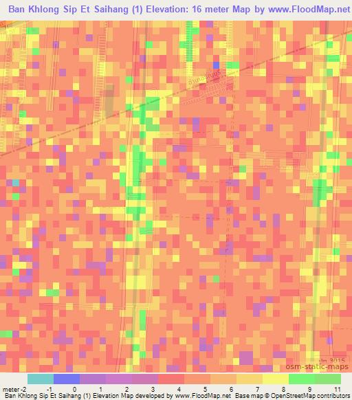 Ban Khlong Sip Et Saihang (1),Thailand Elevation Map