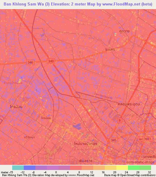 Ban Khlong Sam Wa (3),Thailand Elevation Map