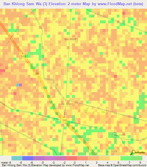 Ban Khlong Sam Wa (3),Thailand Elevation Map