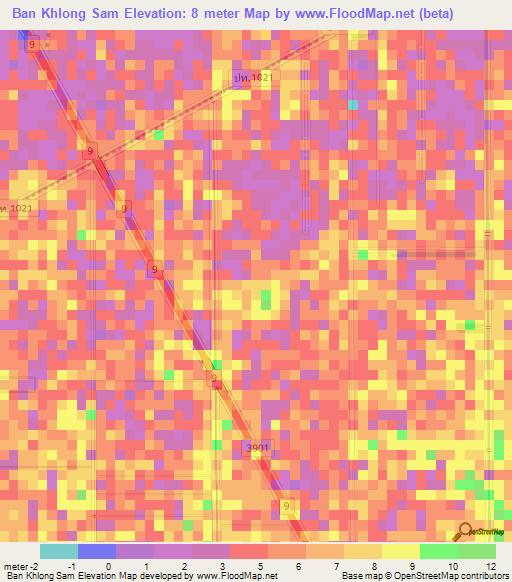 Ban Khlong Sam,Thailand Elevation Map