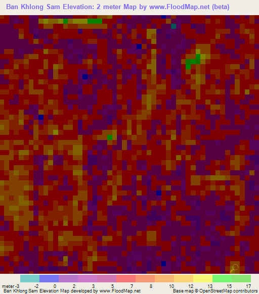 Ban Khlong Sam,Thailand Elevation Map